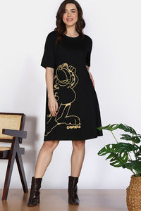 Zivame 2 Mile Fashion Knit Cotton Loungewear Dress - Black Beauty — thumbnail 3